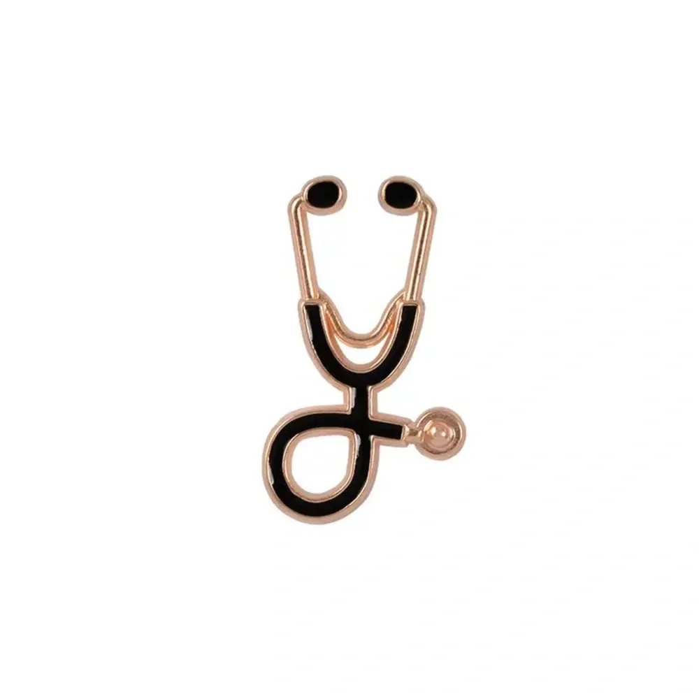 Stethoscope Metal Lapel Pin Medical Field Nurse Doctor Gold Black Color NEW